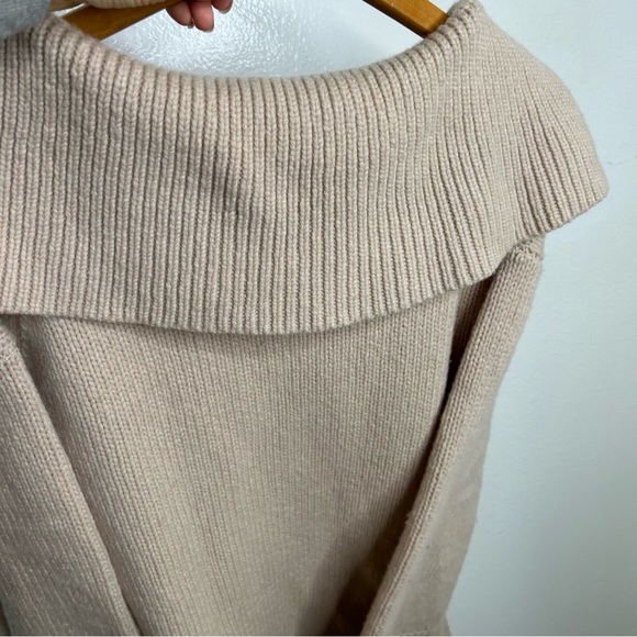 FRAME Oversized Collar 100% Merino Wool Tan Chunky Knit Sweater Small - Picture 9 of 15